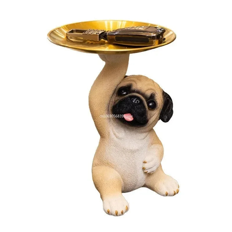 Creative Pug Statue Tray for Keys and Candy Clean Vanilla Store