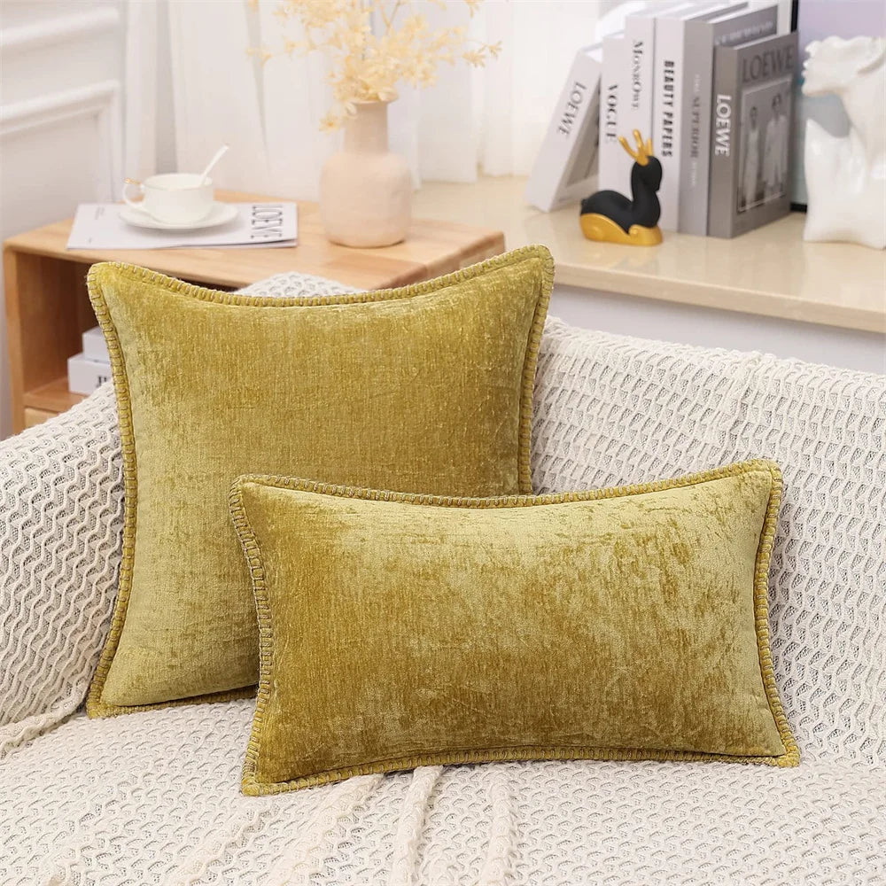 Olanly Chenille Cushion Cover 40x40cm Soft Luxury Clean Vanilla Store
