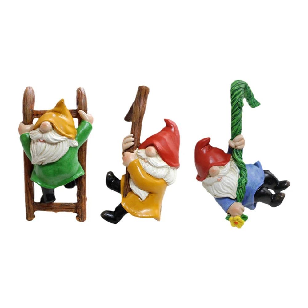 Whimsical 3Pcs Dwarf Pendant Statues for Gardens Clean Vanilla Store