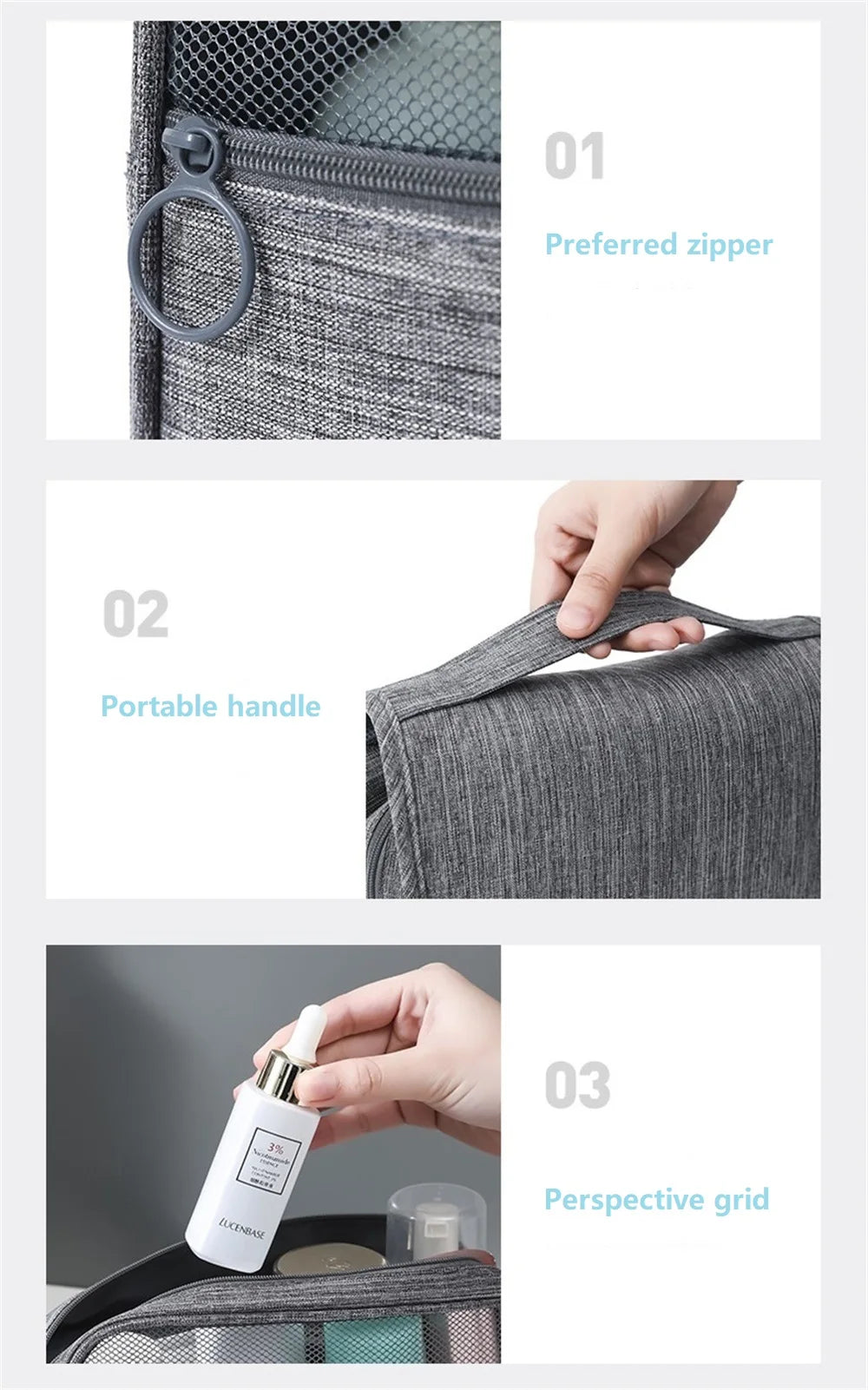 Waterproof Portable Toiletry Washbag with Hook Clean Vanilla Store