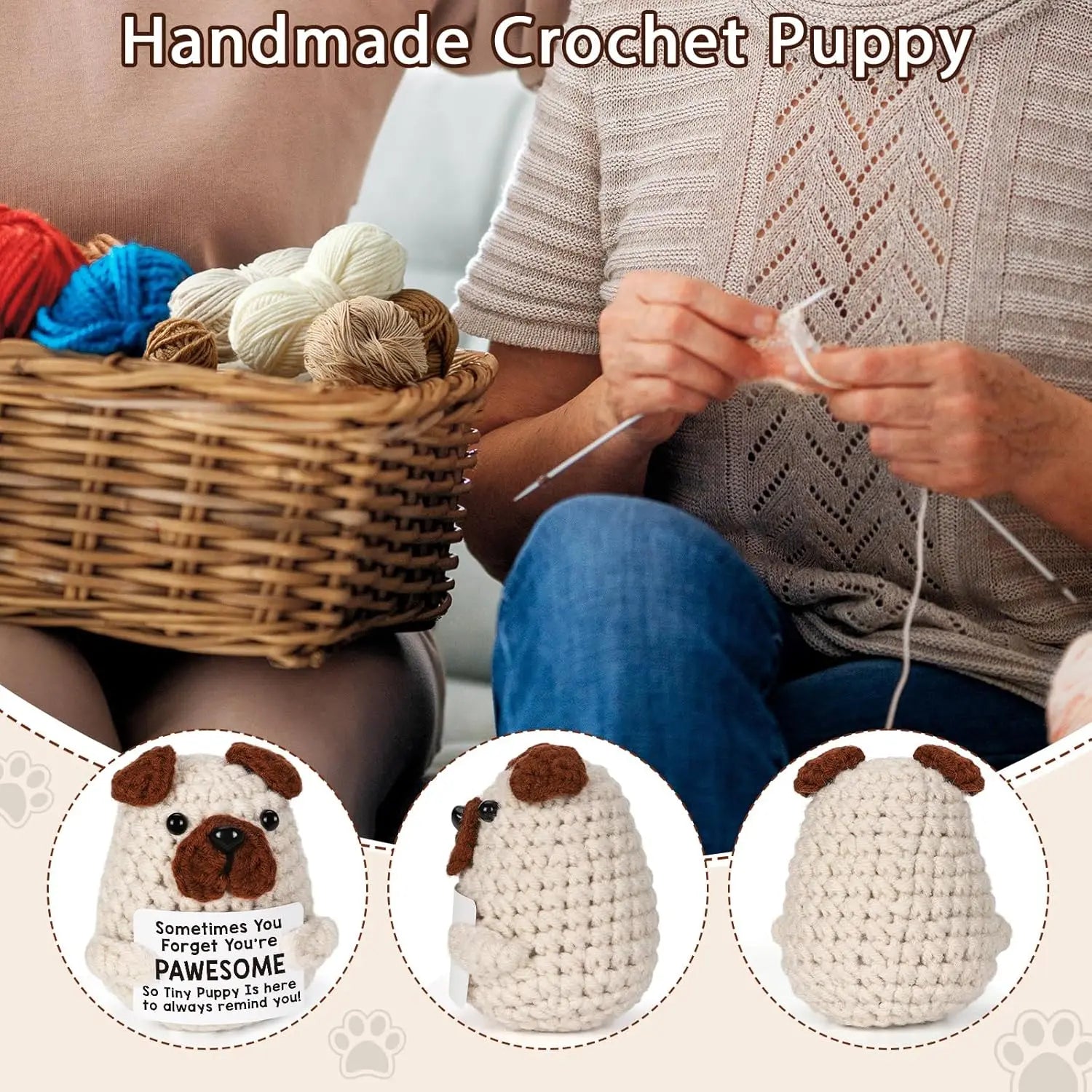 Funny Crochet Positive Energy Puppy Doll Gift Clean Vanilla Store