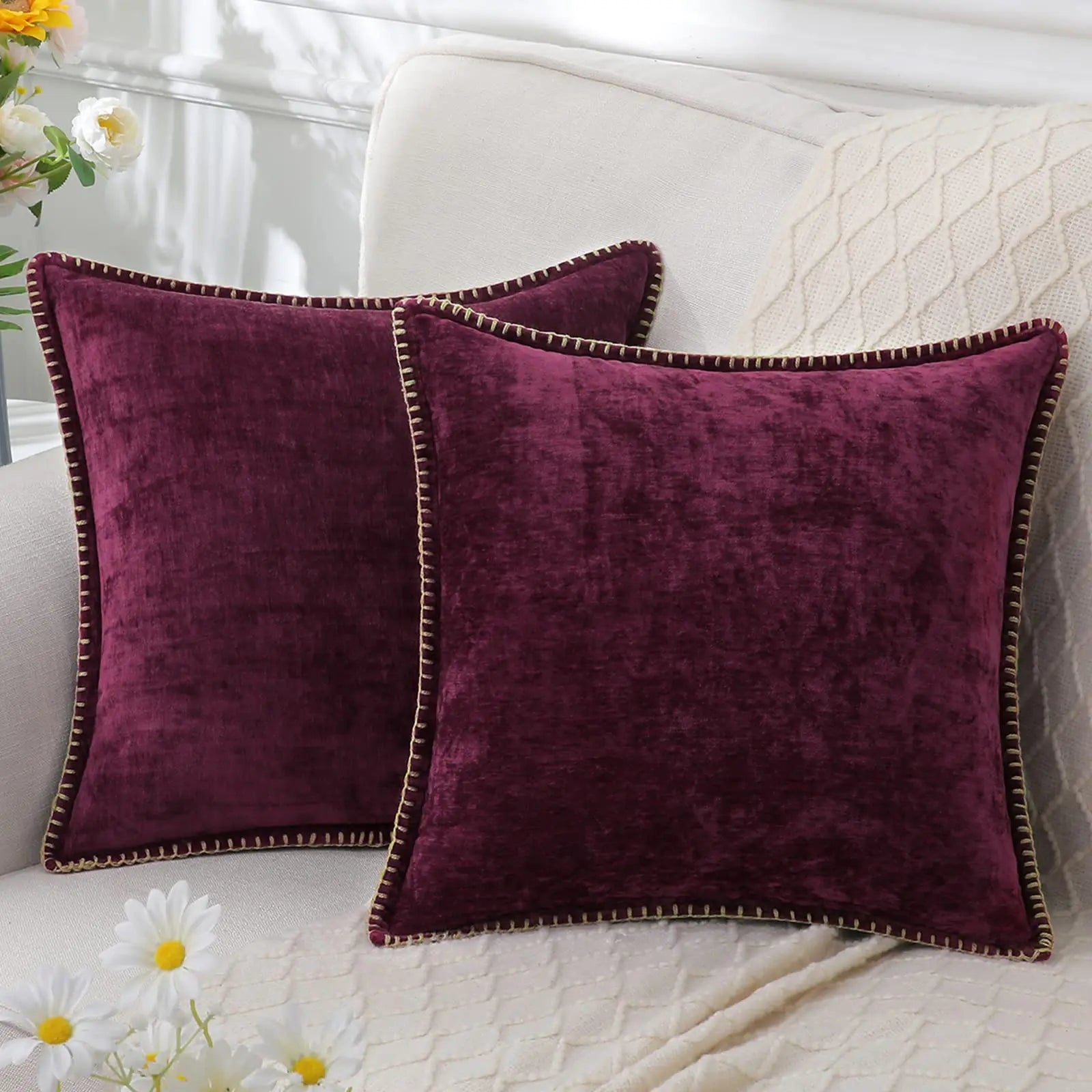 Olanly Chenille Cushion Cover 40x40cm Soft Luxury Clean Vanilla Store