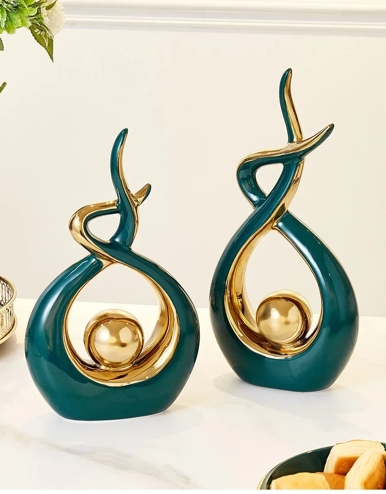 Light Luxury Modern Ceramic Abstract Sculpture Clean Vanilla Store