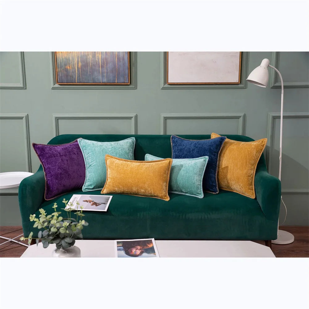 Olanly Chenille Cushion Cover 40x40cm Soft Luxury Clean Vanilla Store