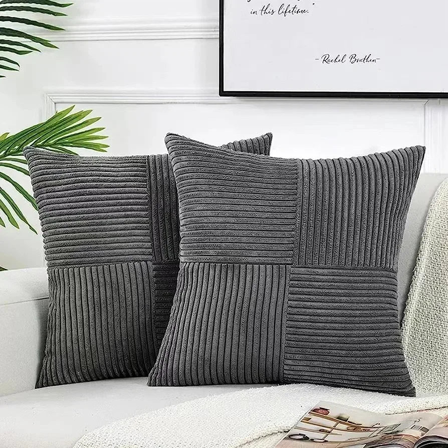 Green Luxury Corduroy Striped Cushion Covers 45x45CM Clean Vanilla Store