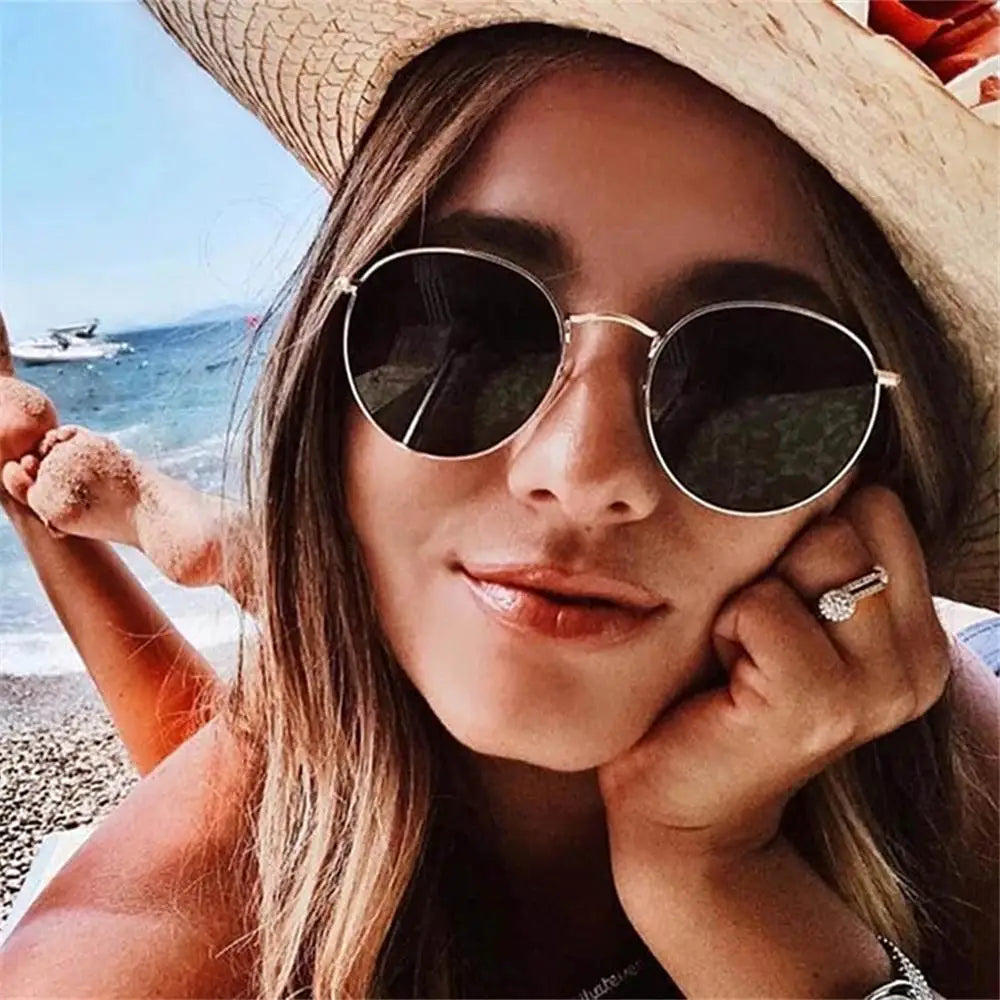 Vintage Round Sunglasses for Retro UV Protection Clean Vanilla Store