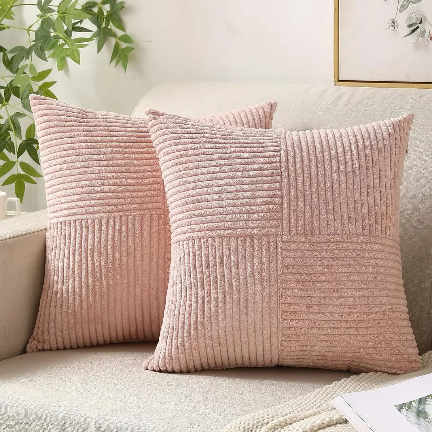 Green Luxury Corduroy Striped Cushion Covers 45x45CM Clean Vanilla Store