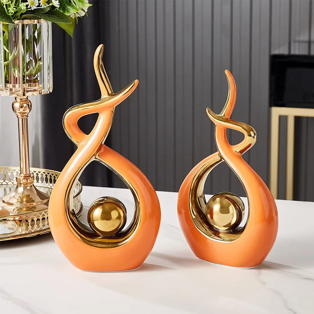 Light Luxury Modern Ceramic Abstract Sculpture Clean Vanilla Store