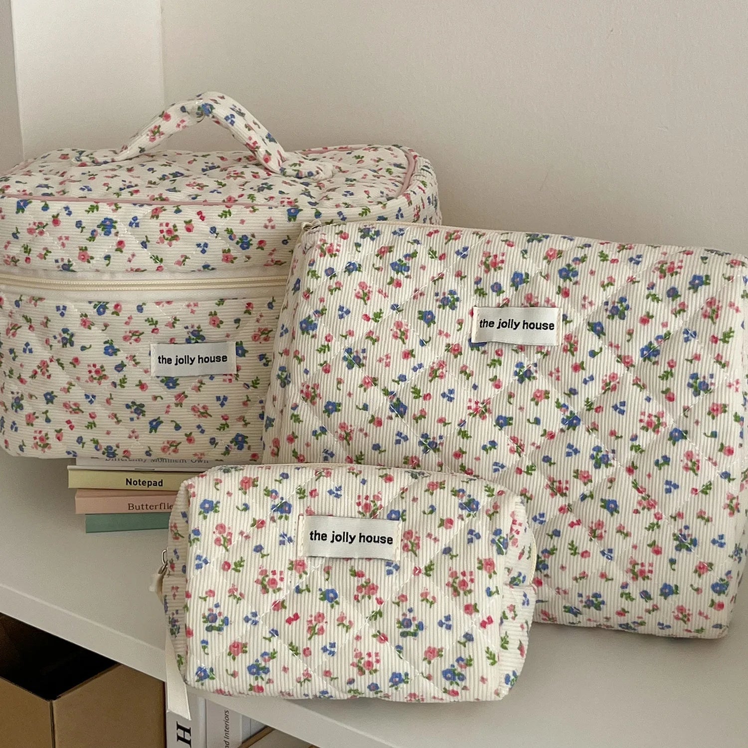 Cute Quilted Cotton Makeup Bag for Women Clean Vanilla Store