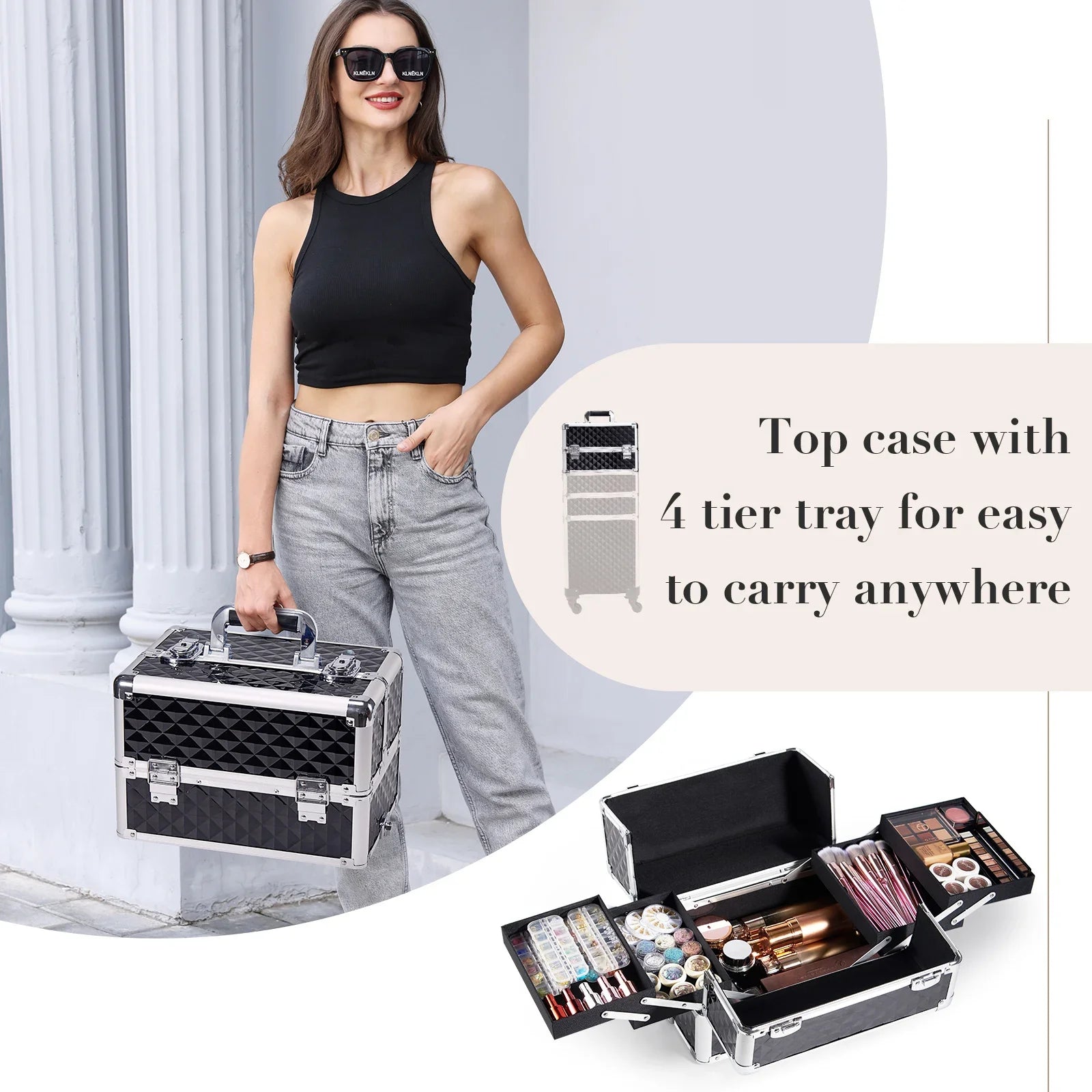 Detachable 4 in 1 Makeup Trolley Case on Wheels Clean Vanilla Store