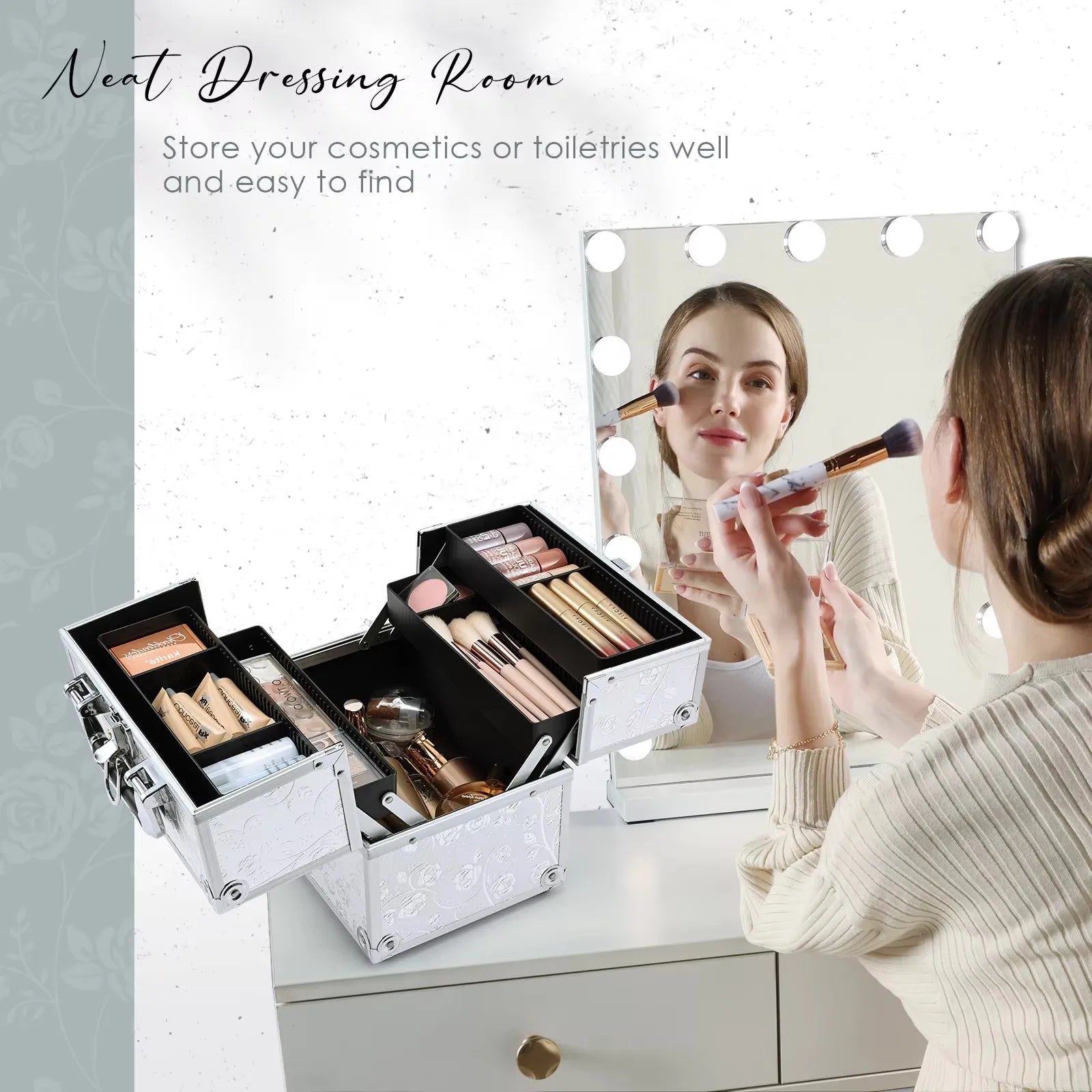 Makeup Case Portable Travel Organizer for Women Clean Vanilla Store