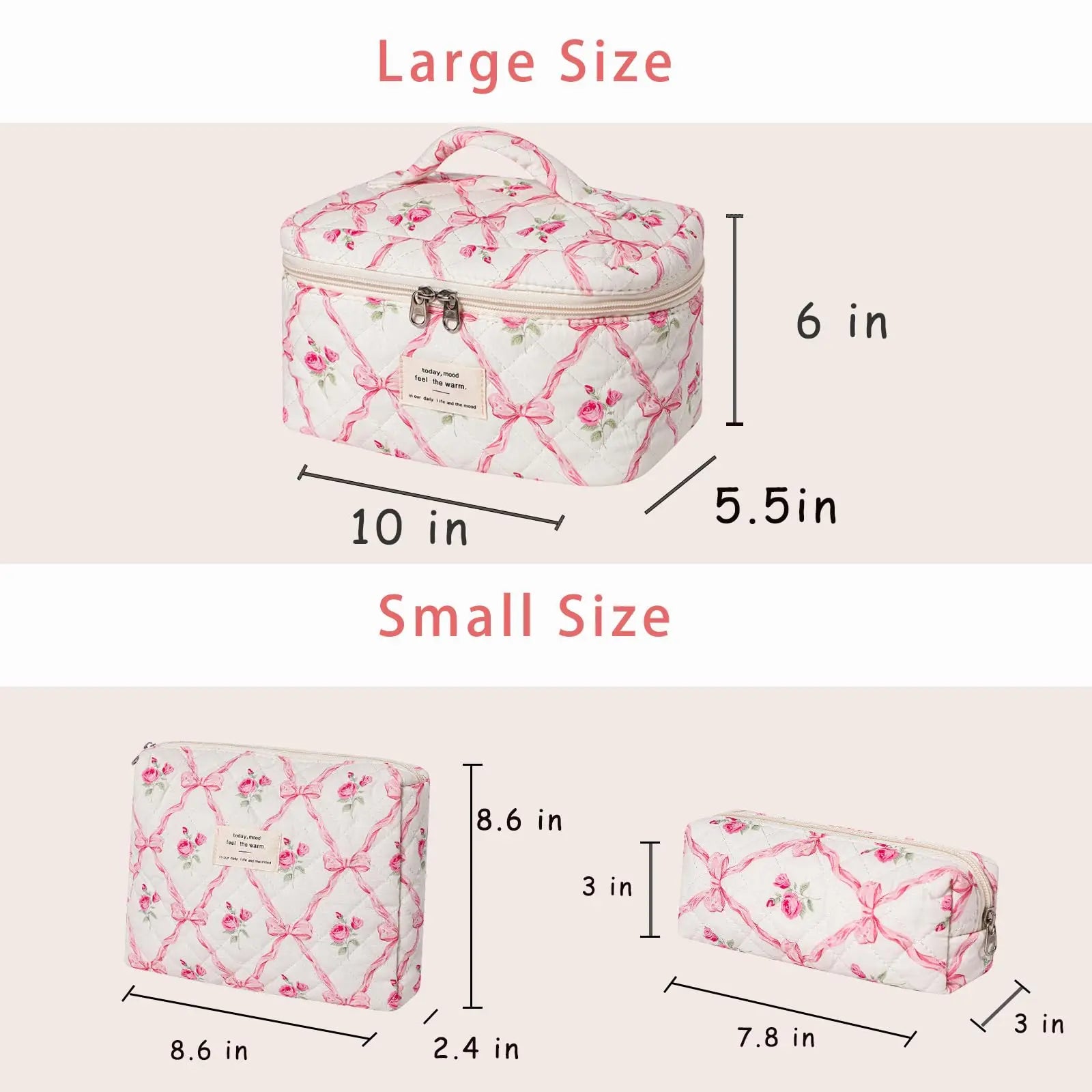 Cute Quilted Cotton Makeup Bag for Women Clean Vanilla Store