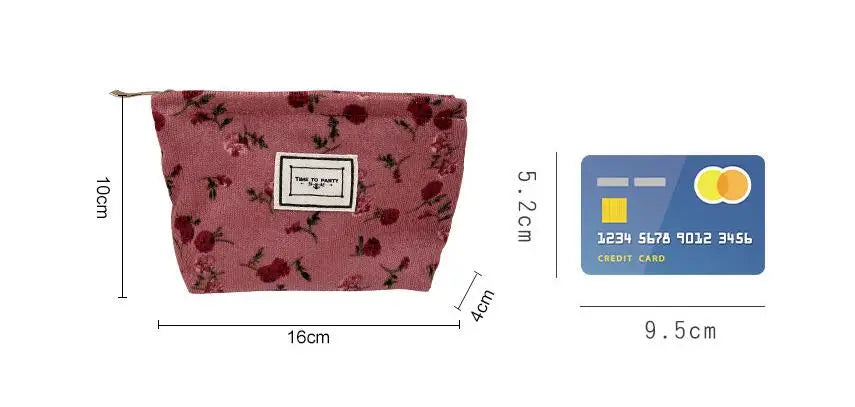 New Small Women's Cosmetic Bag with Floral Design Clean Vanilla Store
