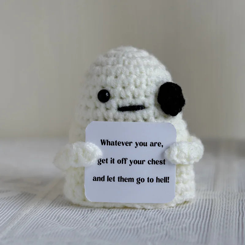 Funny Crochet Shark Doll with Card Handmade Gift Clean Vanilla Store
