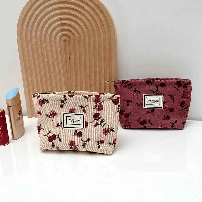 New Small Women's Cosmetic Bag with Floral Design Clean Vanilla Store