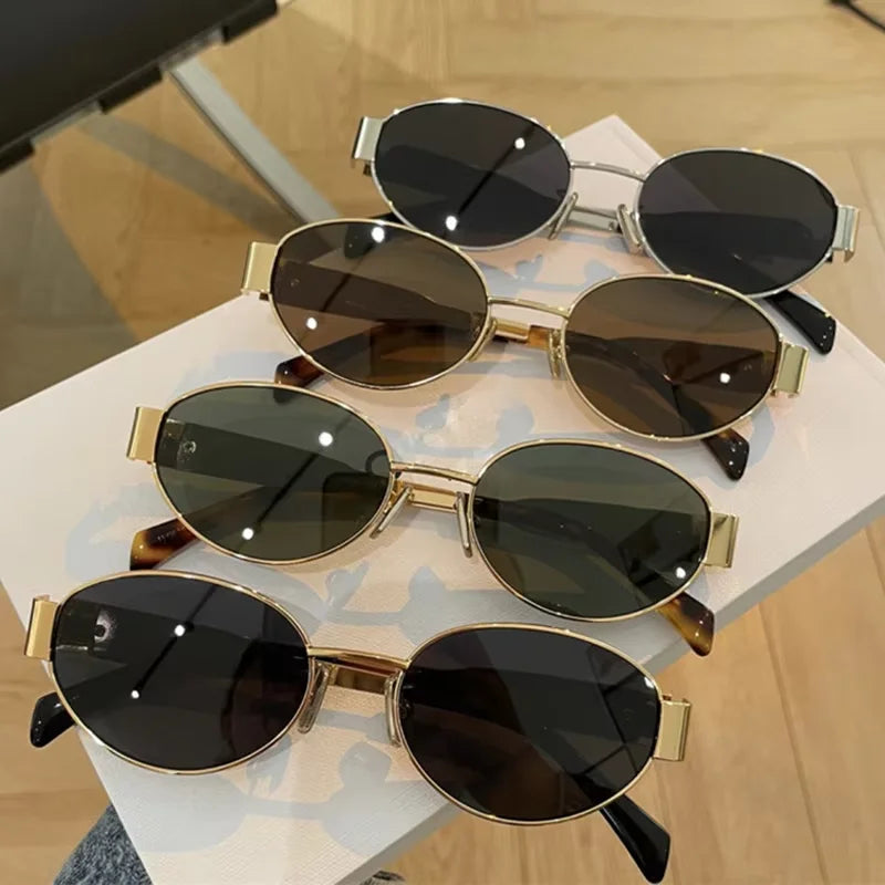 Stylish Unisex Oval Sunglasses Retro Shades for Summer Fun Clean Vanilla Store