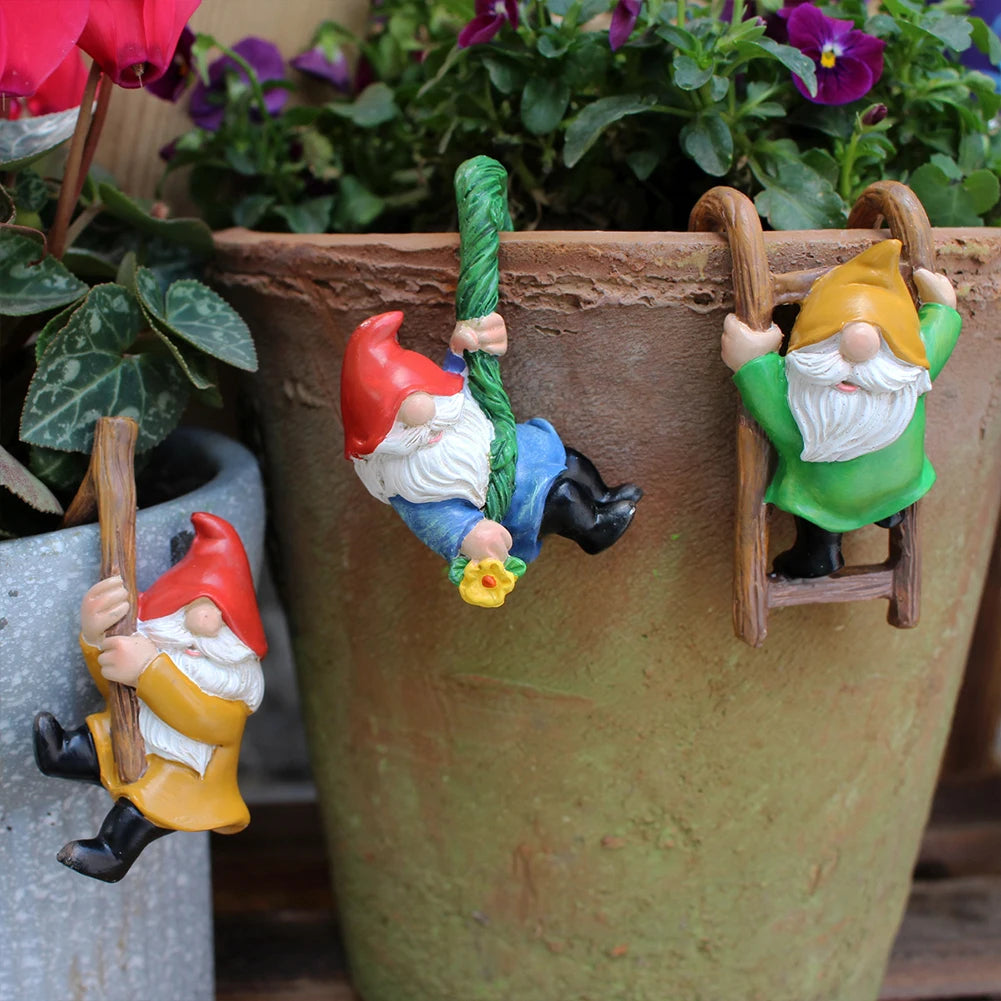 Whimsical 3Pcs Dwarf Pendant Statues for Gardens Clean Vanilla Store