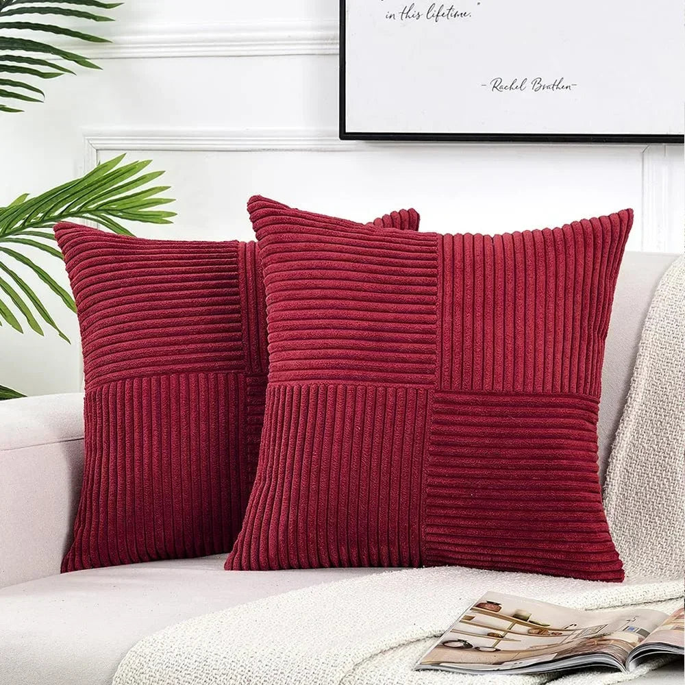 Green Luxury Corduroy Striped Cushion Covers 45x45CM Clean Vanilla Store
