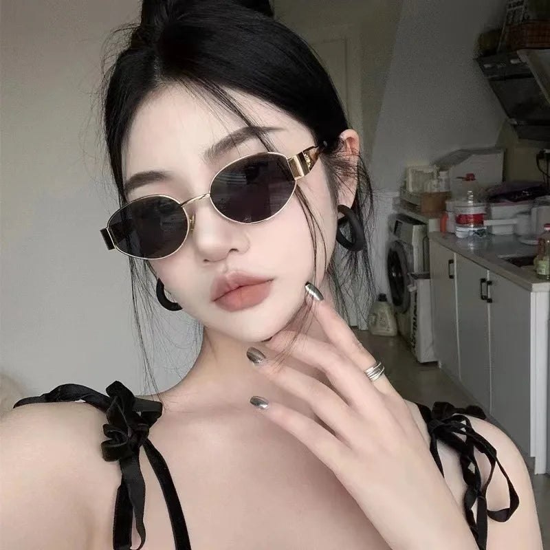 Stylish Unisex Oval Sunglasses Retro Shades for Summer Fun Clean Vanilla Store