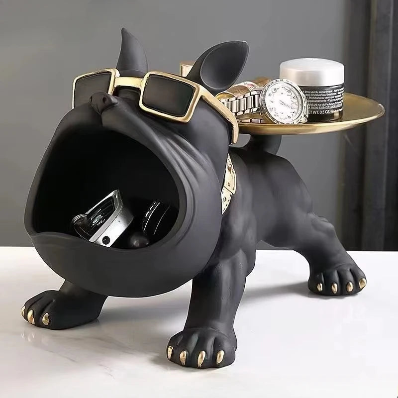 Charming 30cm Bulldog Figurine Dog Storage Box Clean Vanilla Store