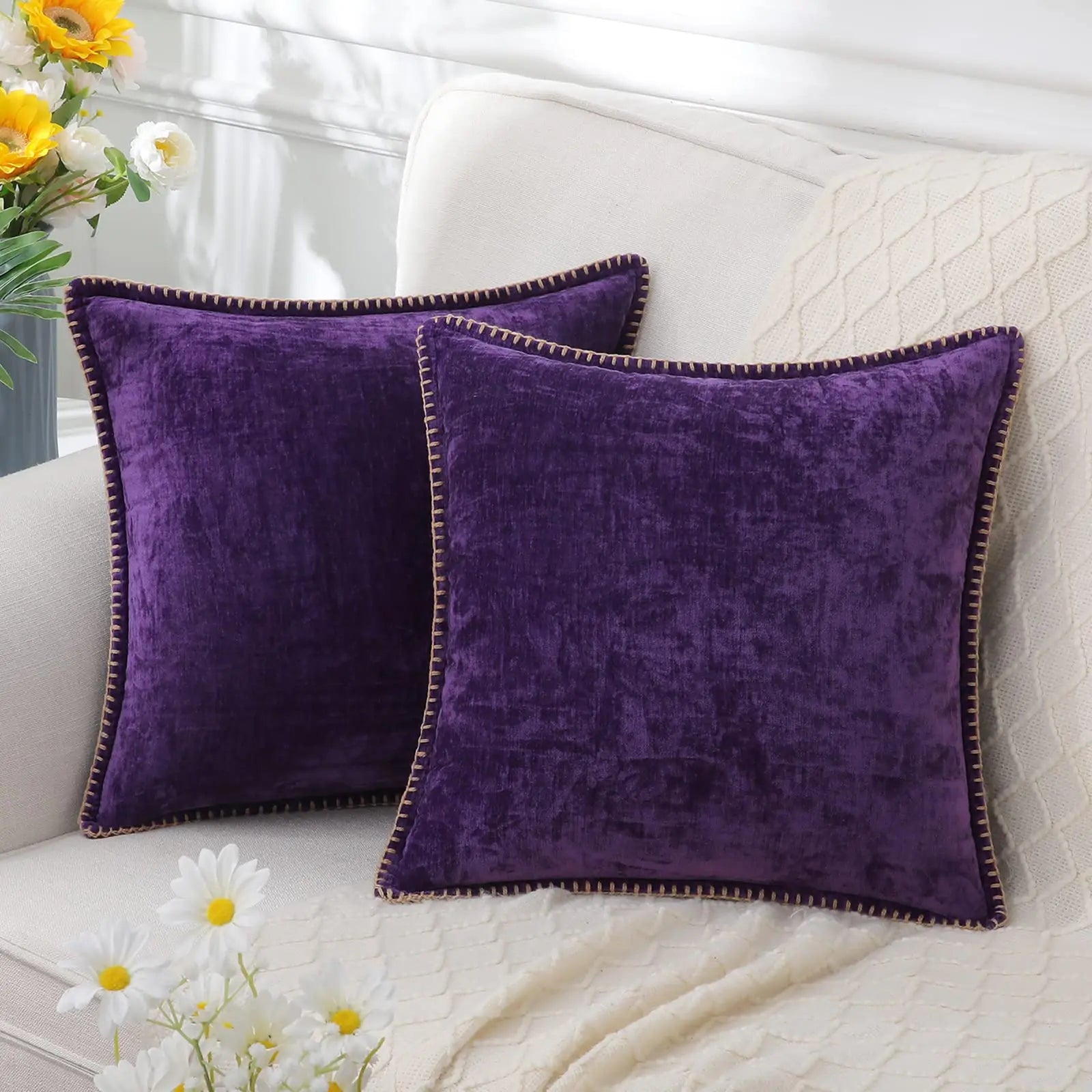Olanly Chenille Cushion Cover 40x40cm Soft Luxury Clean Vanilla Store