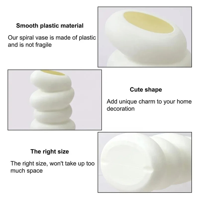 Nordic Creative White Spiral Flower Vase 1PC Clean Vanilla Store