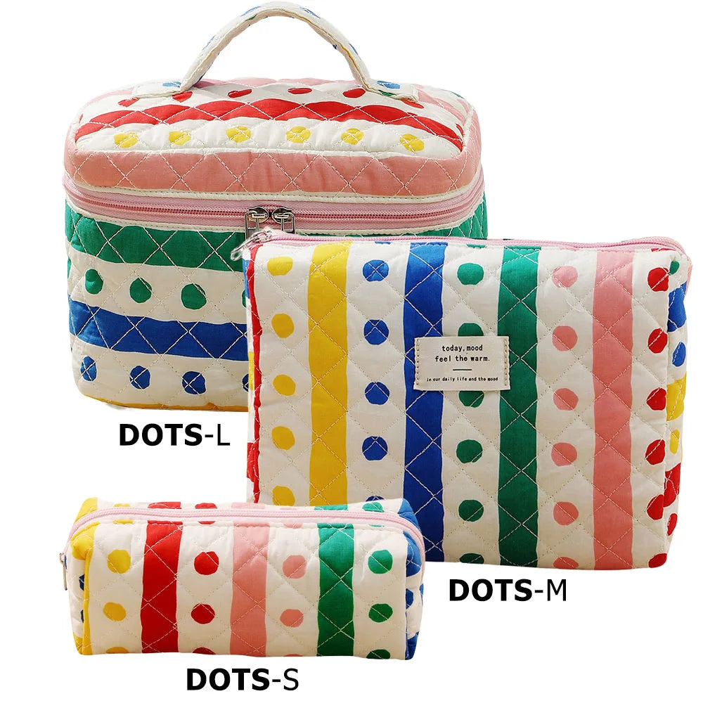 Cute Quilted Cotton Makeup Bag for Women Clean Vanilla Store