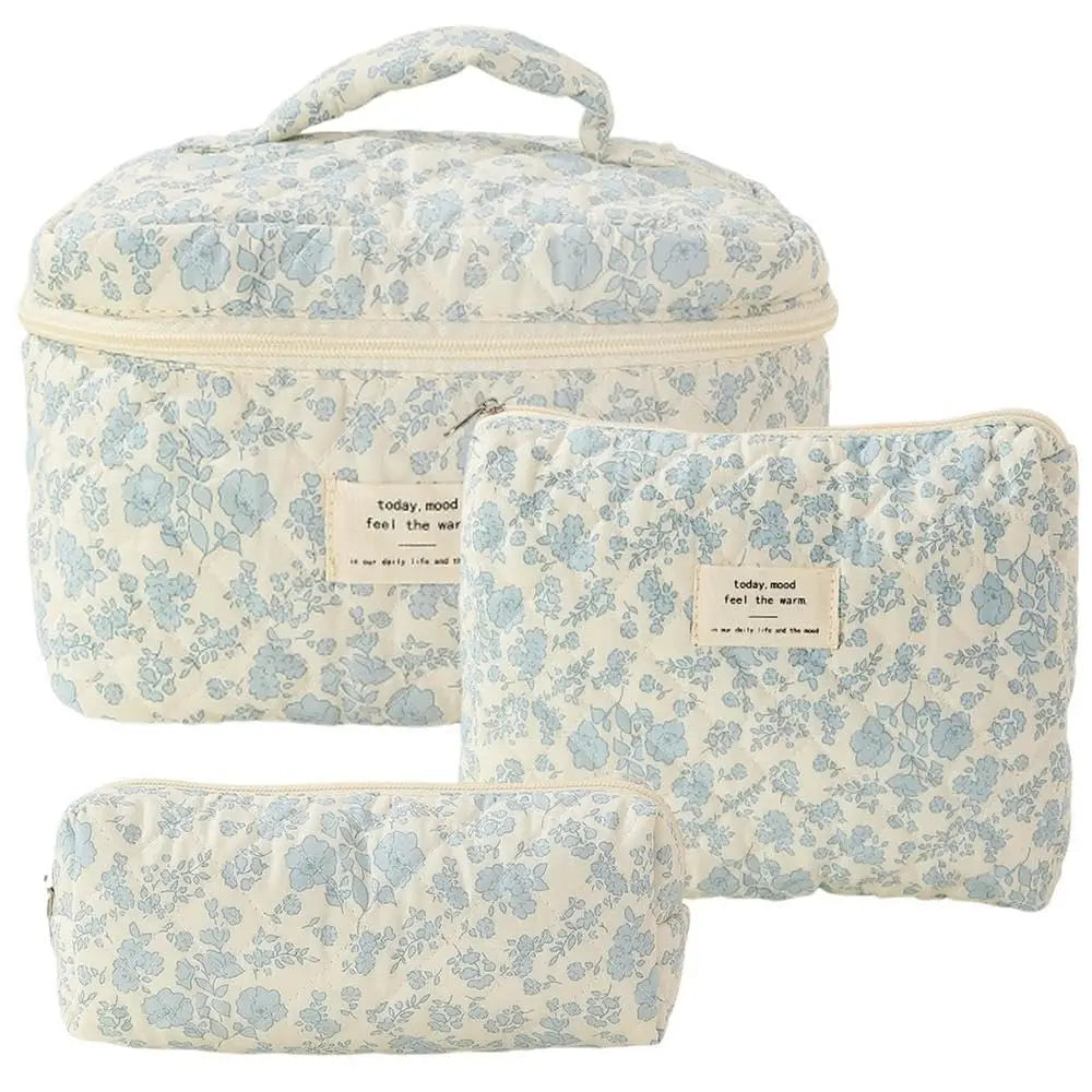 Cute Quilted Cotton Makeup Bag for Women Clean Vanilla Store