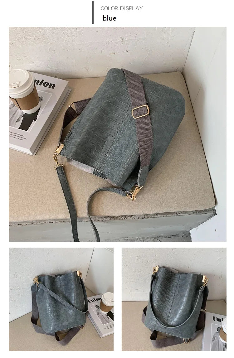 Vintage Crocodile Pattern Crossbody Bag for Women Clean Vanilla Store