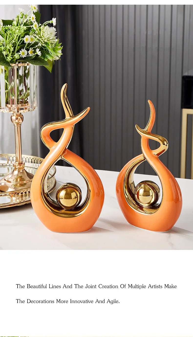Light Luxury Modern Ceramic Abstract Sculpture Clean Vanilla Store
