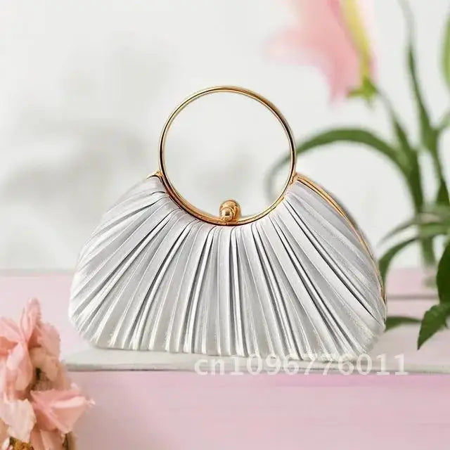 Women Satin Evening Top Handle Handbags - Party Bags Clean Vanilla Store