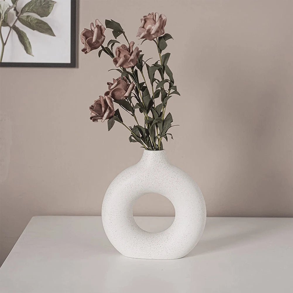 Lifeideas Nordic Style White Ceramic Round Vase Clean Vanilla Store
