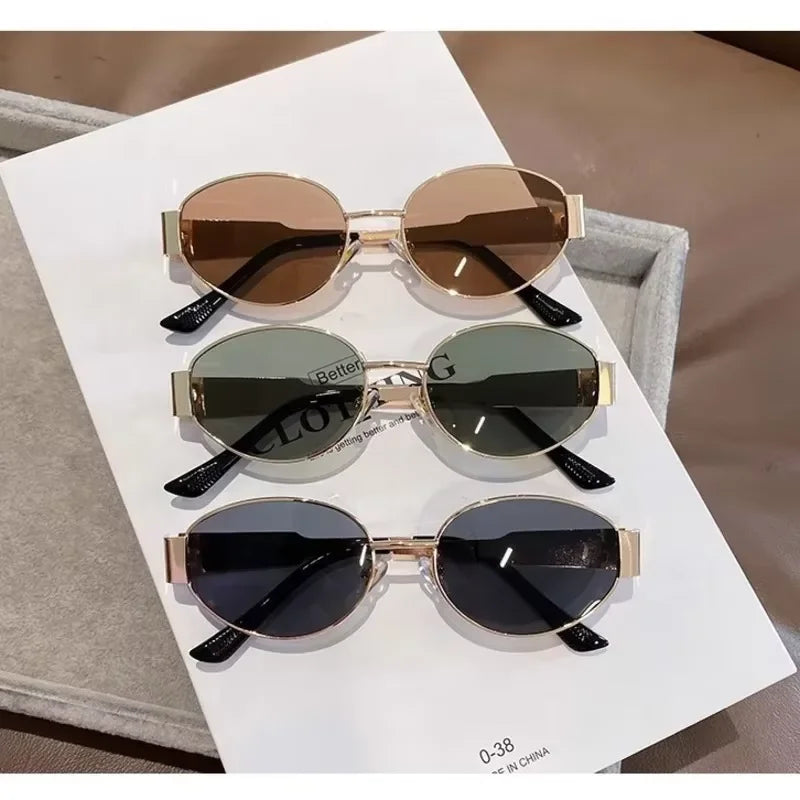 Stylish Unisex Oval Sunglasses Retro Shades for Summer Fun Clean Vanilla Store