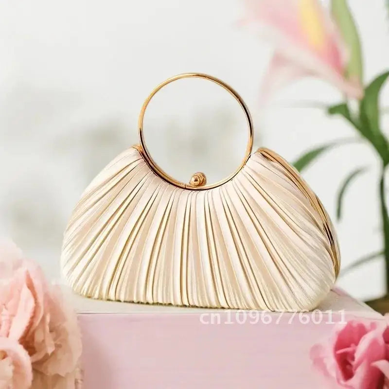 Women Satin Evening Top Handle Handbags - Party Bags Clean Vanilla Store