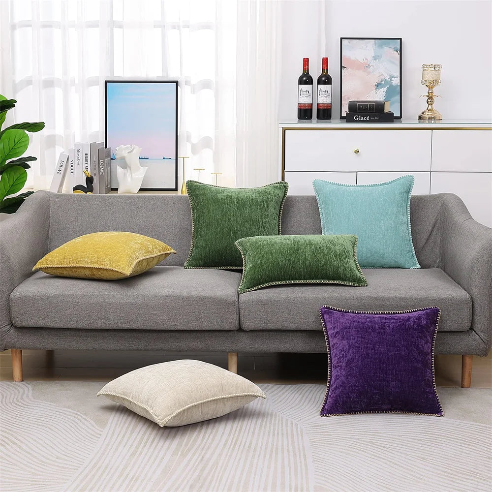 Olanly Chenille Cushion Cover 40x40cm Soft Luxury Clean Vanilla Store