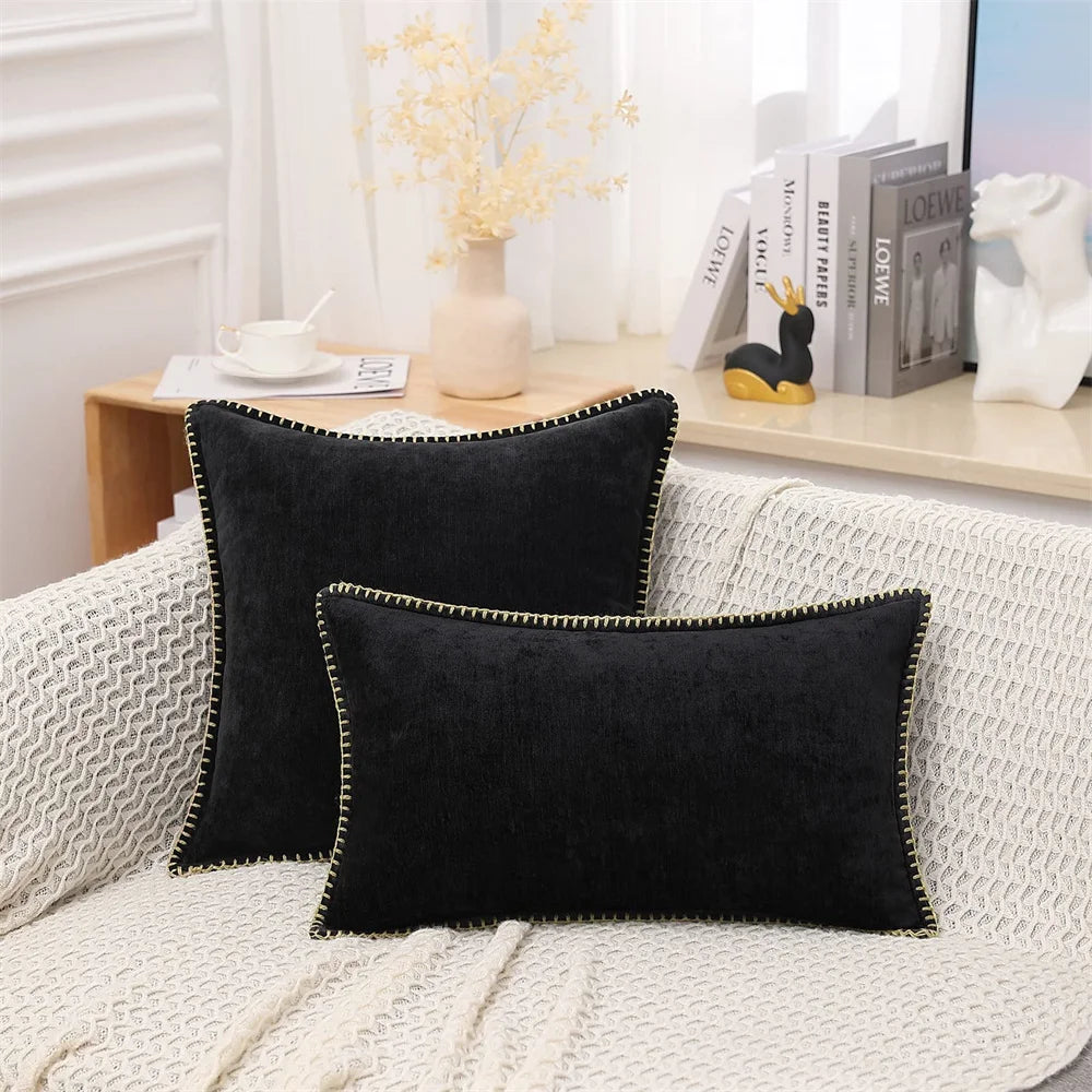 Olanly Chenille Cushion Cover 40x40cm Soft Luxury Clean Vanilla Store