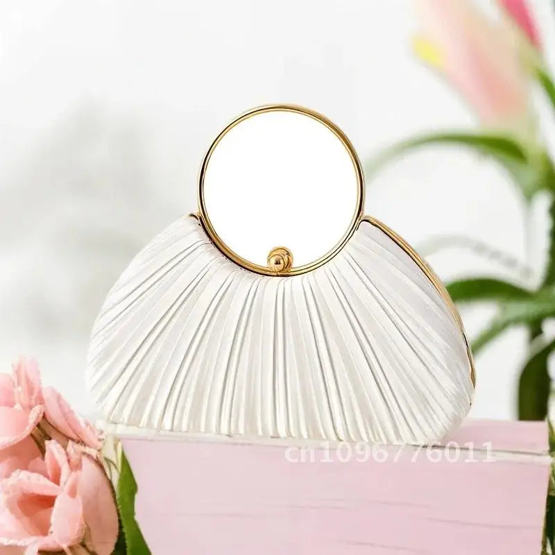 Women Satin Evening Top Handle Handbags - Party Bags Clean Vanilla Store
