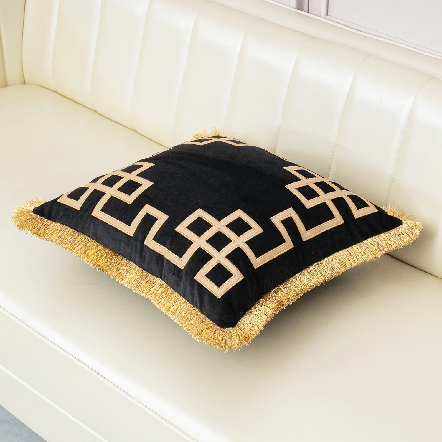 Luxury Gold Velvet Cushion Cover with Tassel Clean Vanilla Store