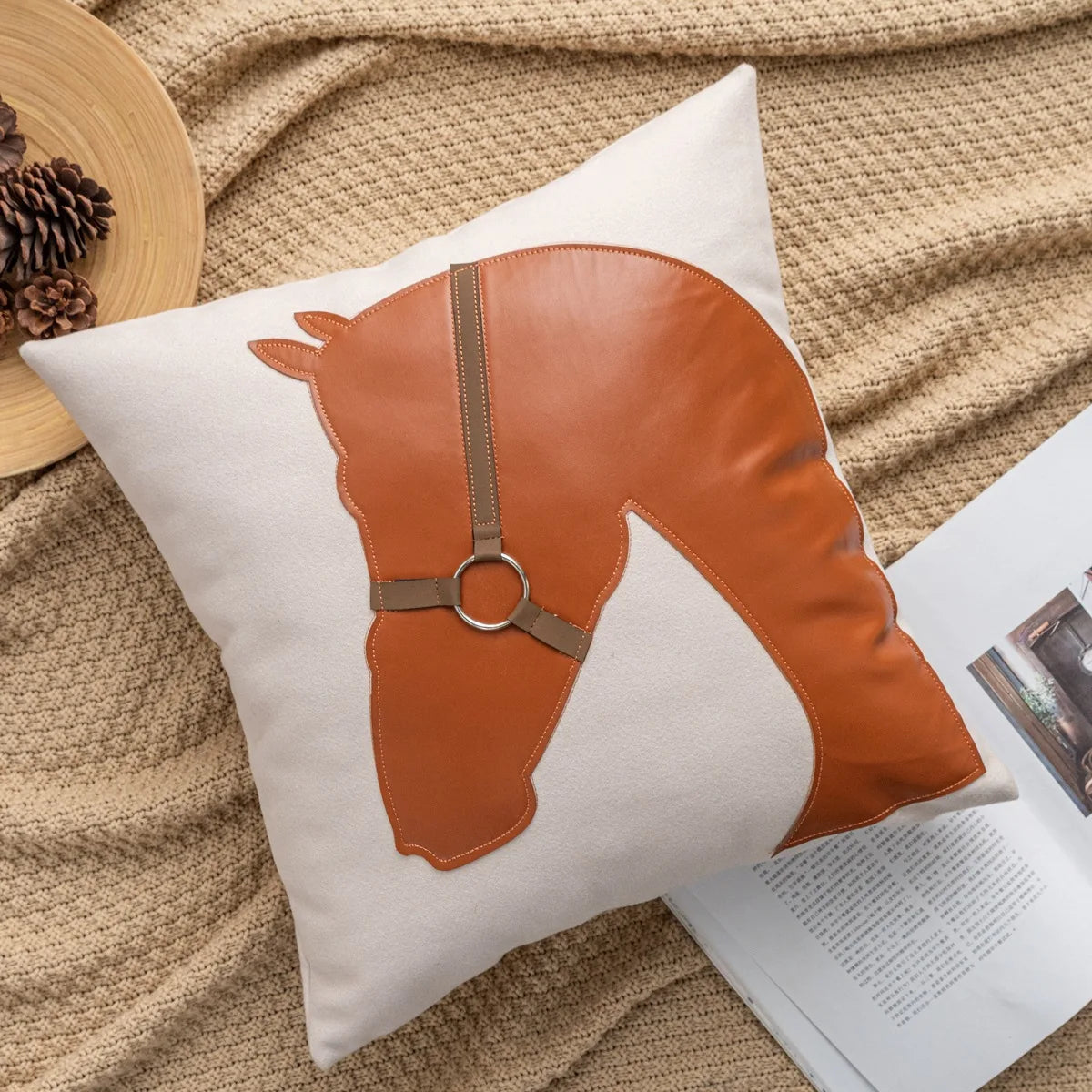 Luxury Creative Horse PU Leather Cushion Cover Clean Vanilla Store