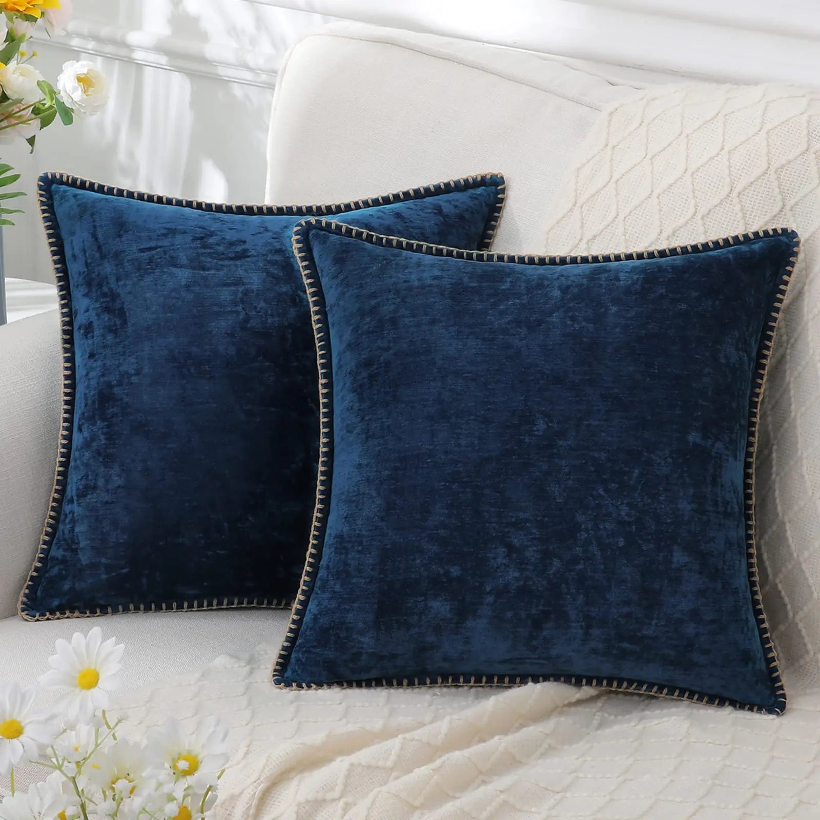 Olanly Chenille Cushion Cover 40x40cm Soft Luxury Clean Vanilla Store