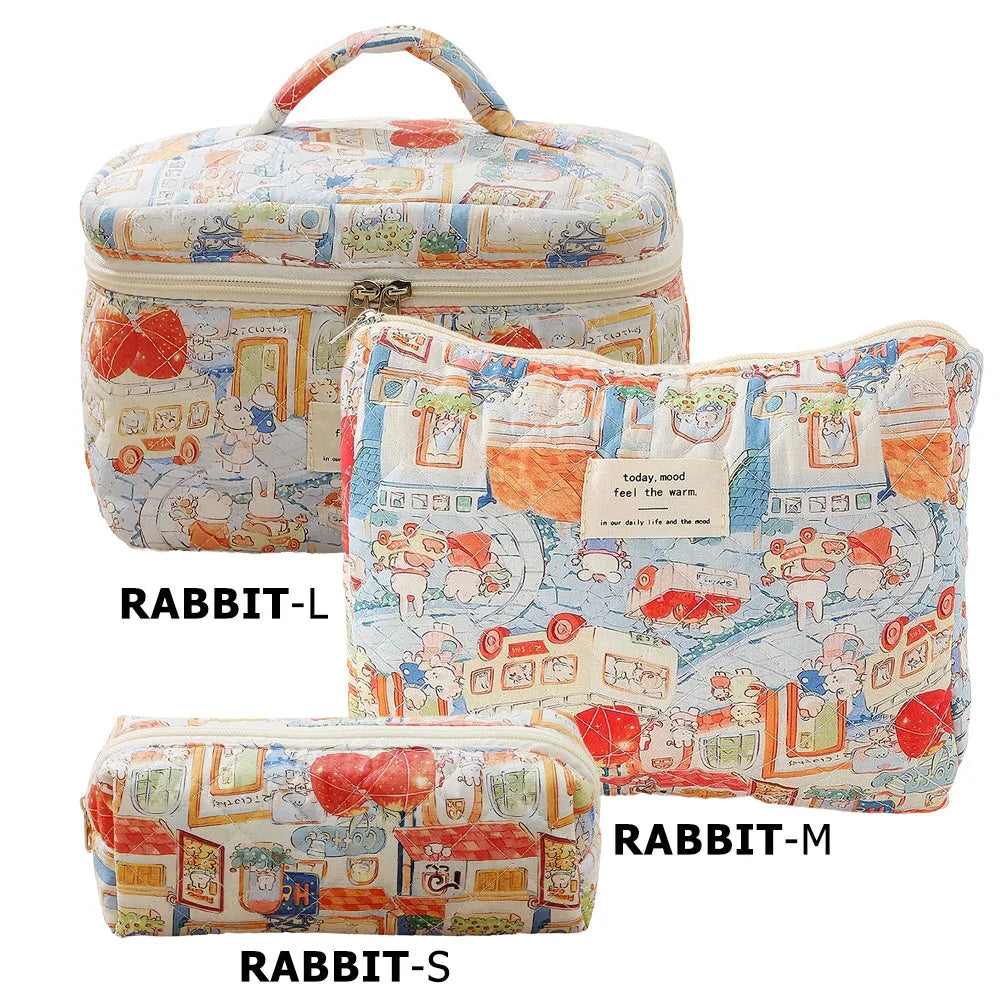Cute Quilted Cotton Makeup Bag for Women Clean Vanilla Store