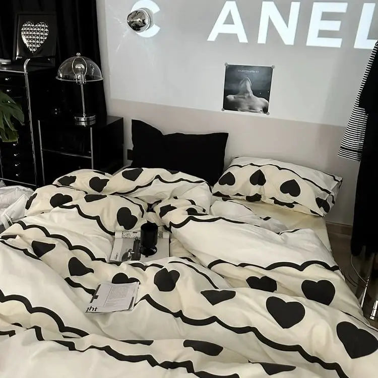Fashion Plaid Bedding Set Brown Stripe Duvet Cover Queen Clean Vanilla Store