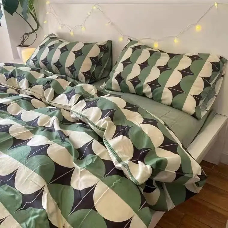 Fashion Plaid Bedding Set Brown Stripe Duvet Cover Queen Clean Vanilla Store