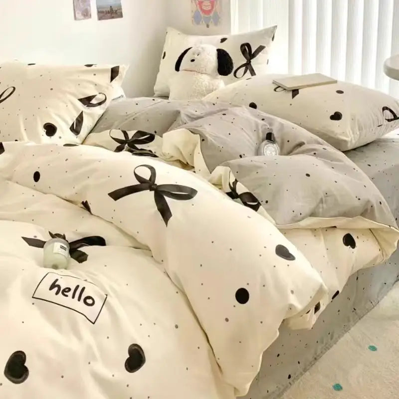 Fashion Plaid Bedding Set Brown Stripe Duvet Cover Queen Clean Vanilla Store