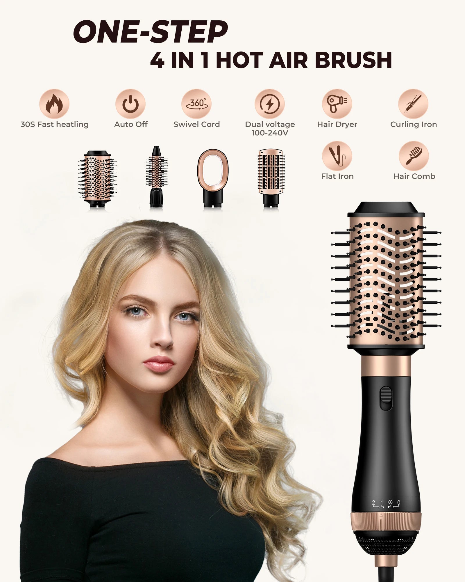 Professional Blow Dryer Brush 4 In 1 for Easy Styling Clean Vanilla Store