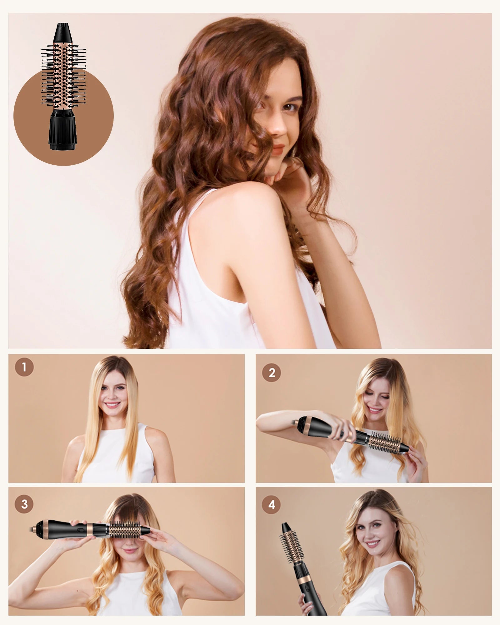 Professional Blow Dryer Brush 4 In 1 for Easy Styling Clean Vanilla Store