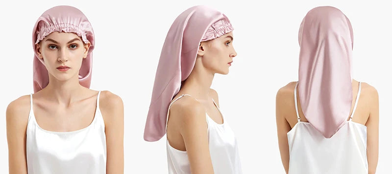100% Mulberry Silk Long Hair Wrap Bonnet for Women Clean Vanilla Store