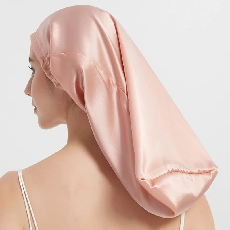 100% Mulberry Silk Long Hair Wrap Bonnet for Women Clean Vanilla Store