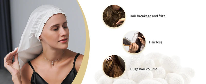 100% Mulberry Silk Long Hair Wrap Bonnet for Women Clean Vanilla Store