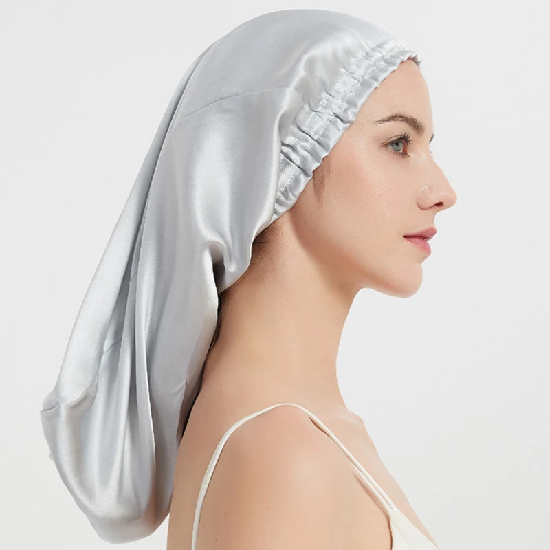 100% Mulberry Silk Long Hair Wrap Bonnet for Women Clean Vanilla Store